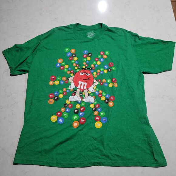 M & M's Candy Color Burst 2015 Graphic Green T-Shirt 2X EUC Mars M&M's - Picture 1 of 6